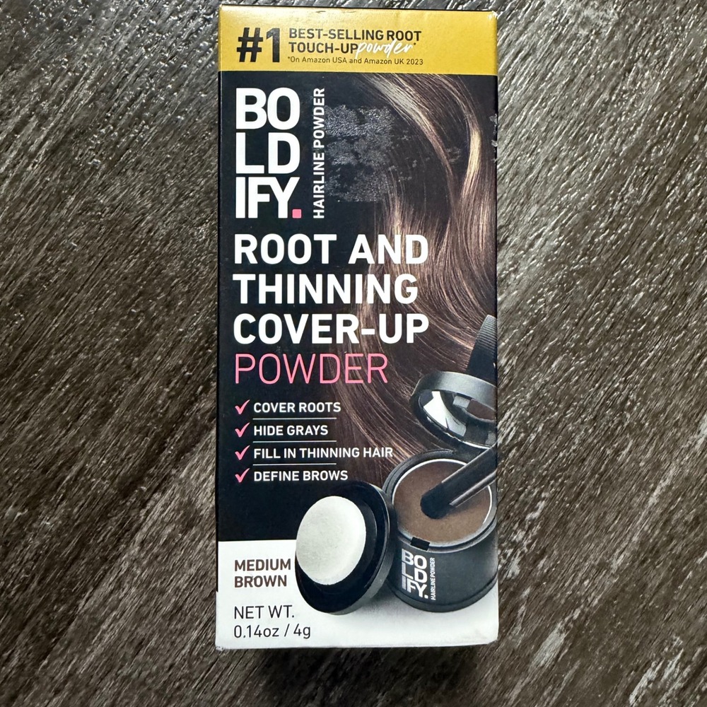Boldify Hairline Powder Unisex 4g Medium Brown Root Touch Up Thinning Hair Cover